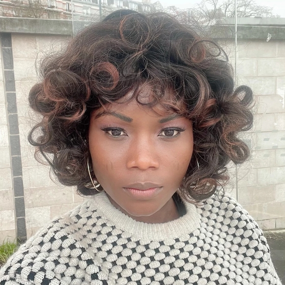 Other - 14" Short Afro Kinky Curly Wig With Bangs